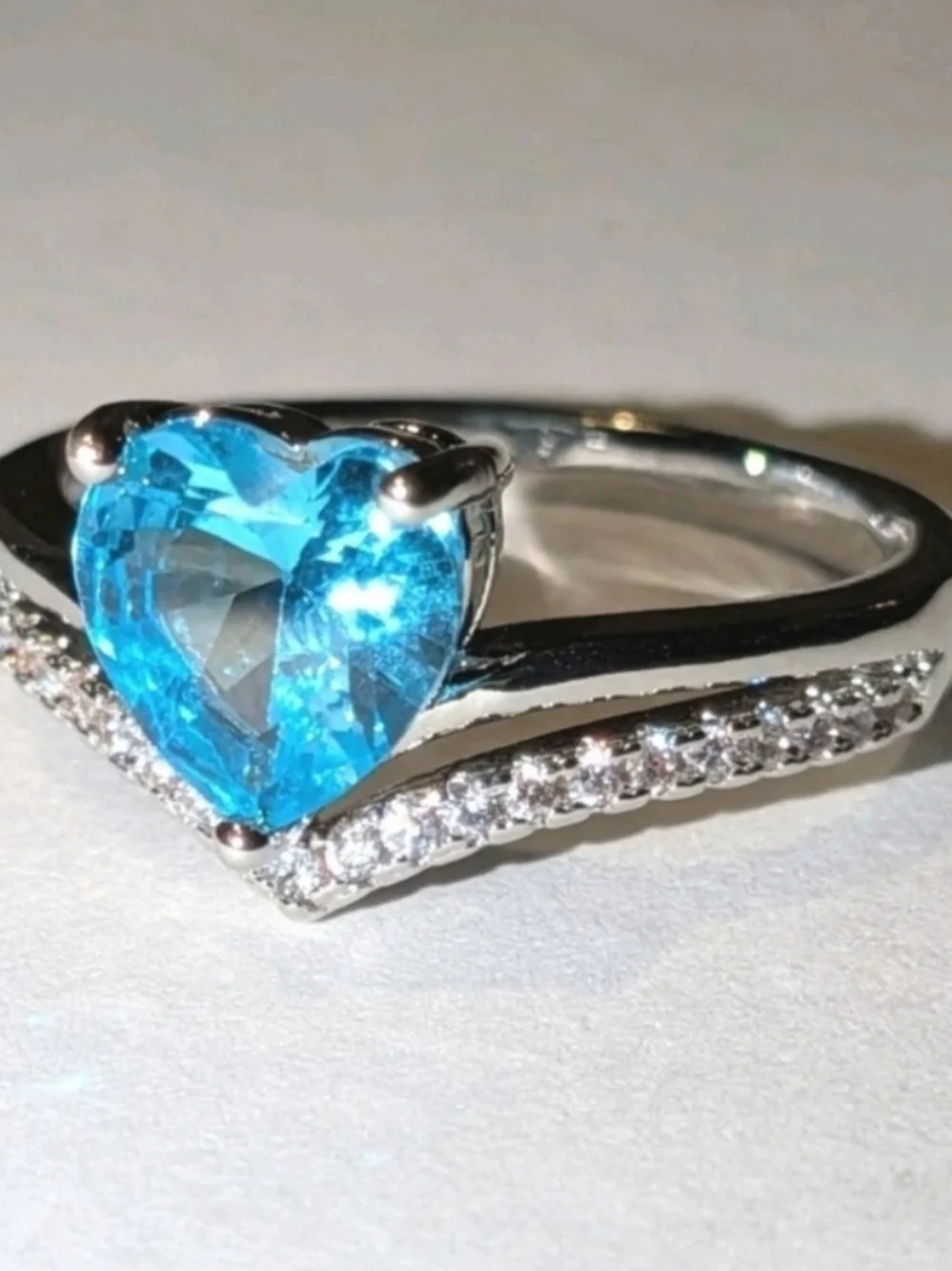Lab-Created Blue Topaz 3ct Heart Cut Women's Engagement Ring White Gold Plated